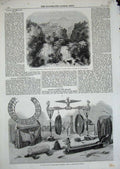 Old Antique Print Javanese Musical Instruments 1860 Subiaco Papal States 19th