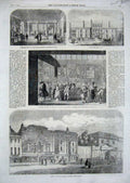 Original Old Antique Print 1861 Royal Academy Pall-Mall Somerset Art Exhibition