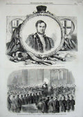 Old Antique Print 1853 Lord Mayor John Carter Mansion House Fire-Brigade 19th