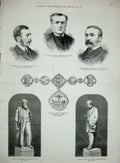 Original Old Antique Print 1879 Statue Bannister Fairburn Blackwood Damant War