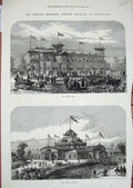Original Old Antique Print 1876 American Centennial Exhibition Philadelphia