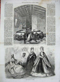 Original Old Antique Print 1861 Womens Paris Fashion Cattle Department Florence