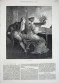 Original Old Antique Print 1872 Man Woman Pianoforte Music Song Piano Fine Art