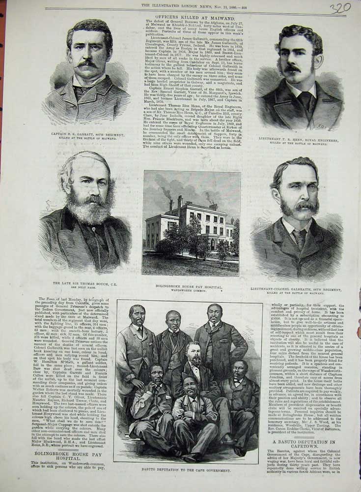 Old Antique Print 1890 Basuto Bolingbroke Hospital Garrat Bouch Galbraith 19th