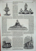 Original Old Antique Print 1863 Parish Church Notting-Hill Saddleworth Glasgow