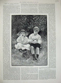 Original Old Antique Print 1891 Nutcrackers Little Children Country Fine Art