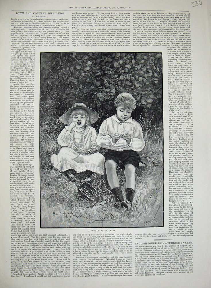 Original Old Antique Print 1891 Nutcrackers Little Children Country Fine Art