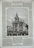 Original Old Antique Print 1869 Earl De Grey Ripon Townhall Burslem Wedgwood