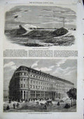 Original Old Antique Print 1862 Hotel De La Paix Paris France Guns Shoeburyness