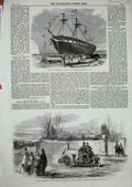 Old Antique Print 1860 Aura Wheeler'S Dockyard Cork Ship Steam Transport 19th