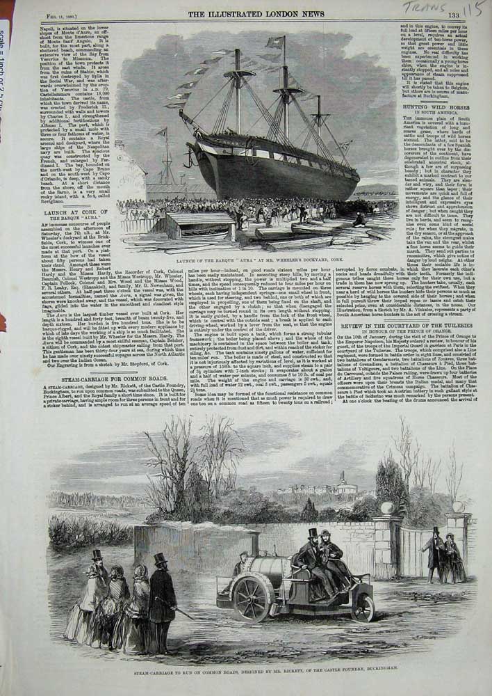 Old Antique Print 1860 Aura Wheeler'S Dockyard Cork Ship Steam Transport 19th