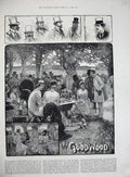 Old Antique Print 1884 Goodwood Park Horse Racing Lunch Picnic Fine Art 19th