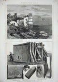 Antique Old Print *0262 1877 Marble Tower Castle Constantinople Shoeburyness
