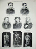 Old Antique Print 1883 Statue Richard Temple Robinson Crusoe Heath Maas 19th