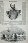 Original Old Antique Print 1850 Osborne House George Charles Duke Cambridge