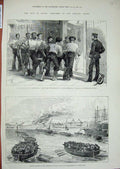 Old Antique Print 1882 War Egypt Alexandria Ship Trops Khedive'S Palace 19th