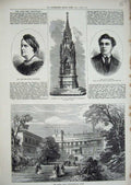 Original Old Antique Print 1874 Northumberland House Duchess Sutherland Golspie