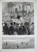 Old Antique Print 1876 Saugor Island Lighthouse Hooghly Aquarium Garden 19th