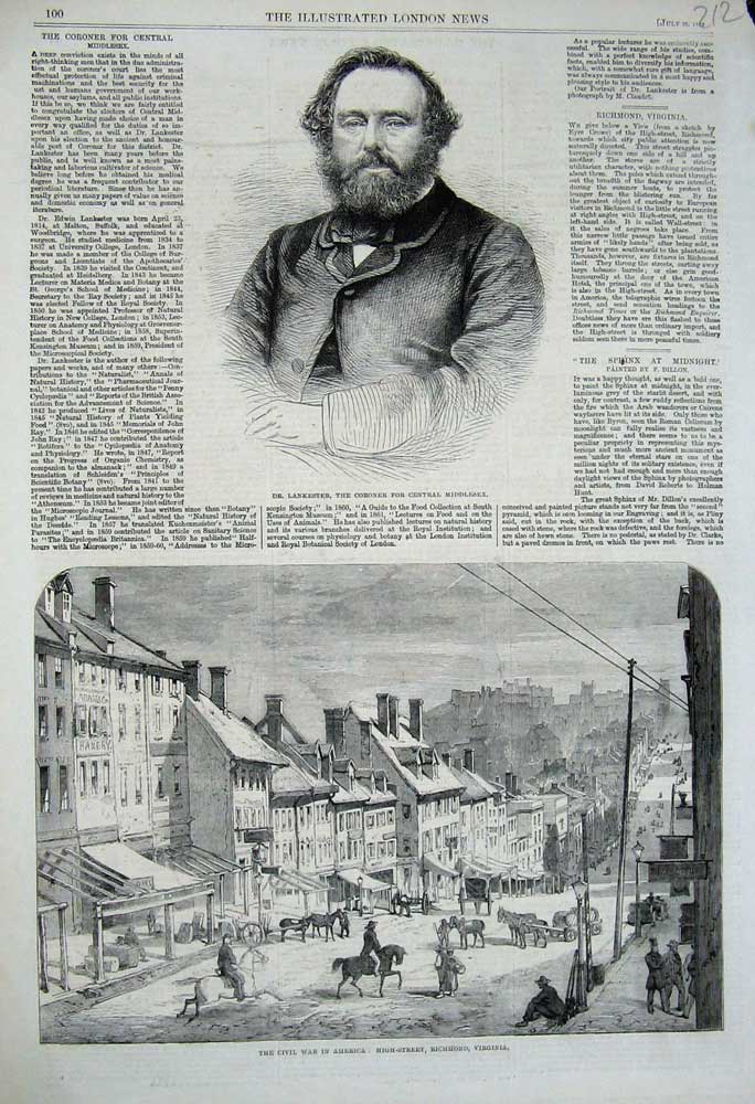 Old Antique Print 1862 Lankester Coroner Civil War America Virginia Horse 19th