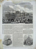 Old Antique Print 1861 Pimlico Literary Butchers Haarlem Building Works 19th