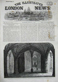 Original Old Antique Print 1861 Archaelogical Institute Peterborough Cathedral