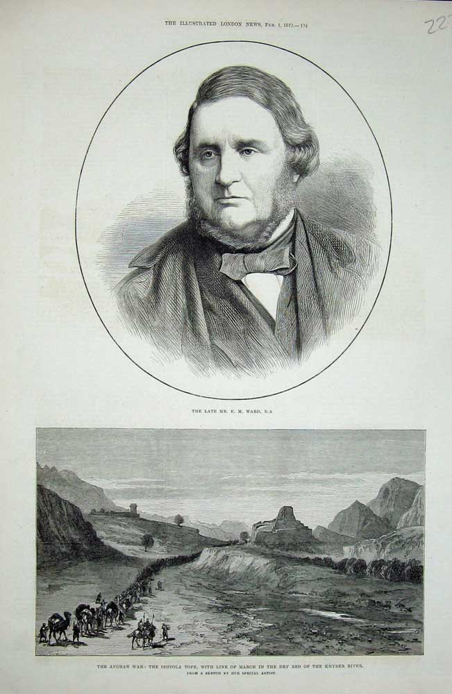 Old Antique Print 1879 Mr Ward Afhgan War Ishpola Tope Khyber River Art 19th