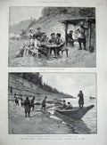 Old Antique Print 1891 Yenisei River Worogoro Steam Ship Phoenix War Art 19th