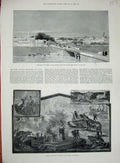 Old Antique Print 1883 Cairo Egypt Ismailiyeh Canal Boulak Fresco Pompeii 19th