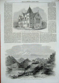 Old Antique Print 1864 Paul'S Working Mens Church Birkenhead New Zealand 19th