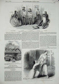 Original Old Antique Print 1847 Drury Lane Theatre Worcester School Scheming