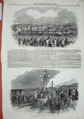 Old Antique Print 1847 Fire Maudslay Waterloo Bridge Liverpool George'S 19th