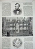 Original Old Antique Print 1876 Lord Sackville Winchester Cathedral Arms Mikado