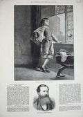 Old Antique Print 1877 Portrait Andrew Halliday Dramatist Little Boy Art 19th
