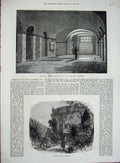 Old Antique Print 1878 Hogarth House Chiswick St Paul'S Cathedral Crypt 19th