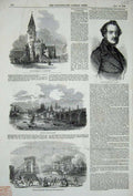 Old Antique Print 1848 Prague Cathedral Brandenburg Schwanthaler Sculptor 19th