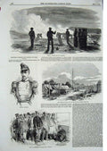 Original Old Antique Print 1852 Cape Gregorio General Cambiaso Ship Virago War