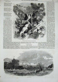 Old Antique Print 1858 Civita Vecchia Bunyarrambite Waterfalls Melbourne 19th