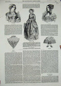 Old Antique Print 1859 Fashion Promenade Dress Ball Canezou Pelerine Home 19th