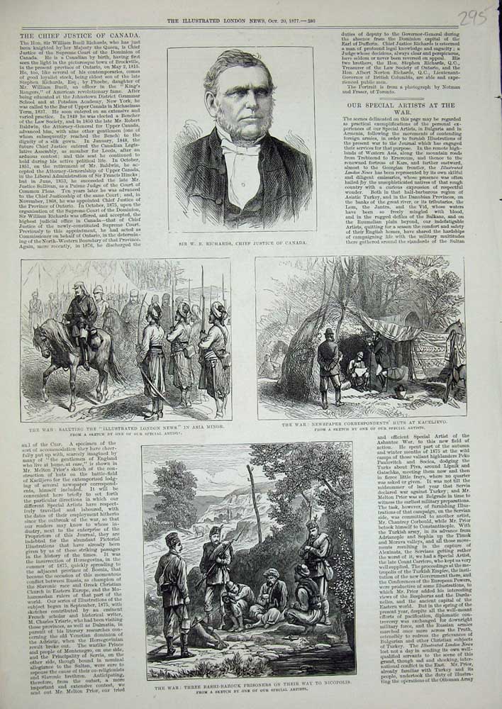 Old Antique Print 1877 War Bashi-Bazouk Richards Canada Asia Minor Huts 19th