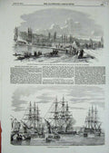 Old Antique Print 1854 French Troops Toulon Joinville-Le-Pont Paris Duke 19th