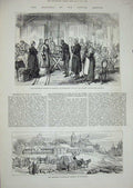 Old Antique Print 1877 Princess Roumania Hospital Bucharest Nurses Wards 19th