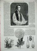 Old Antique Print 1858 Rev. William Ingraham Bishop Temple Gardens Flower 19th