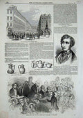 Old Antique Print 1846 Ibrahim Pacha Lord Worsley Catharina Lisbon Jugs 19th