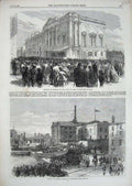 Old Antique Print 1867 House Keys Douglas Isle Man Gloucester Life-Boat 19th