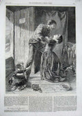 Old Antique Print 1862 Return Lost Sailor Man Woman Fainting Roberts Art 19th