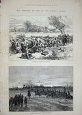 Original Old Antique Print Turkish Attack War 1887 Biela Siers Trench Horses