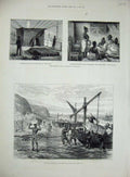Old Antique Print Port Durnford 1879 Cetewayo Tent Natal Ship Cape Town 19th