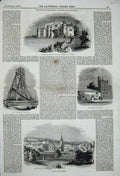 Old Antique Print 1843 Parsonstown Castle Earl Rosse Telescope Workshop 19th