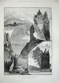 Old Antique Print 1888 Ballantrae Scotland Ruins Tower Archibald Campbell 19th