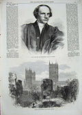 Old Antique Print Dr Wordsworth Bishop London 1869 Palace Lincoln Ruins 19th